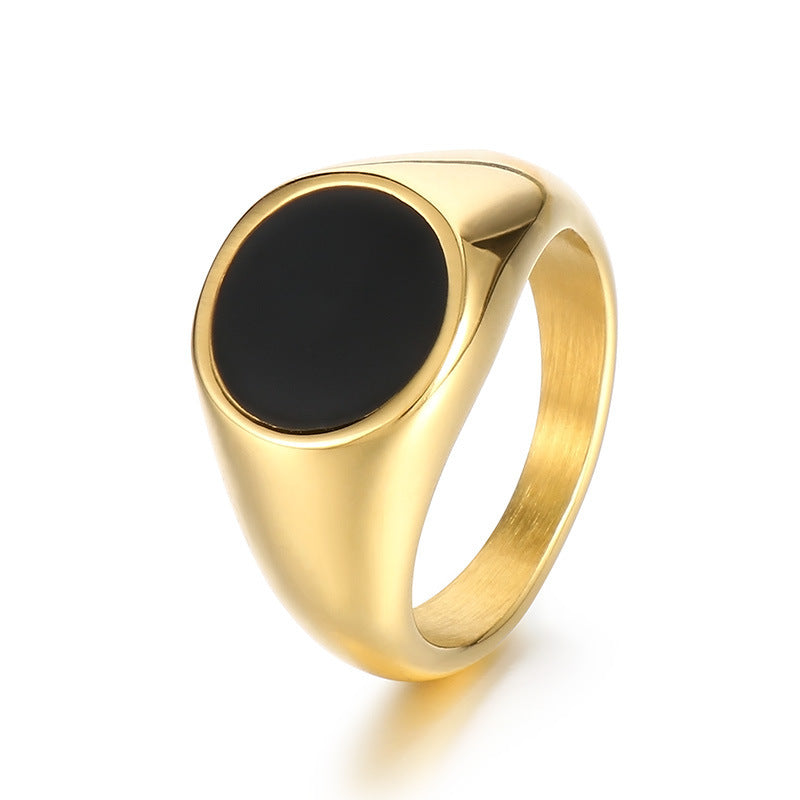 Men Ring Gold Tone Titanium Steel Polished Fashion Band Classic Style Durable Everyday Wear Sizes Six 7 8 9 10