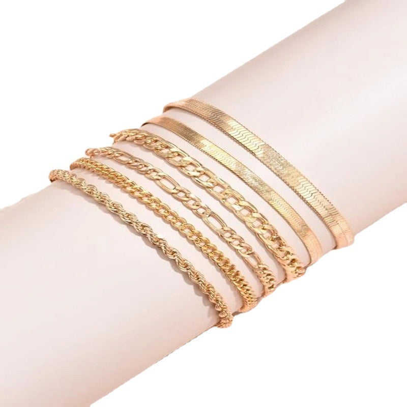 Geometric Alloy Bracelet European American Gold Silver