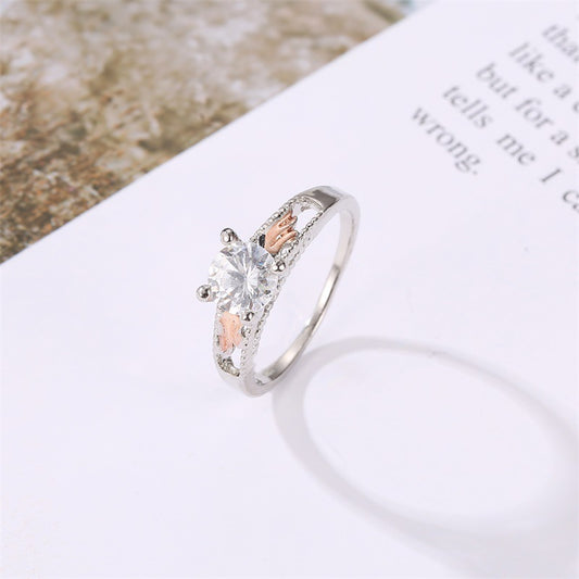 Angel Wing Zircon Ring Copper Electroplated Fashion Jewelry