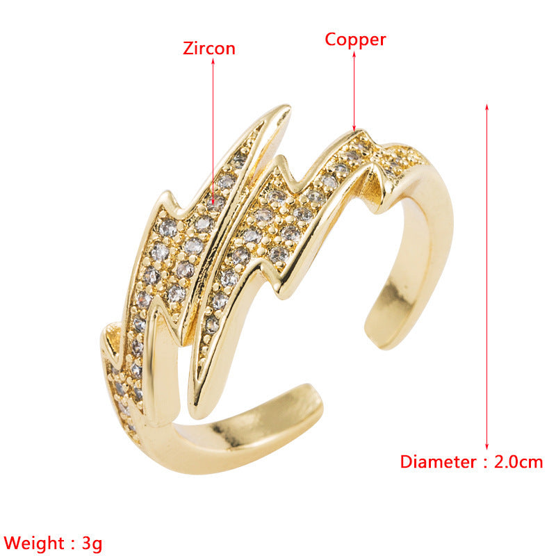 Copper Plated 18K Gold Micropaved Zircon Geometry Ring for Women Stylish Statement Jewelry Accessory For Daily Wear
