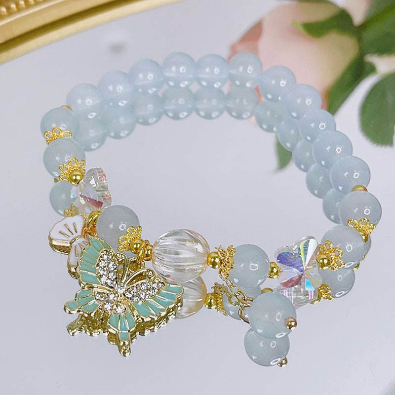 Women Glass Bracelet Elegant Fashion Accessory With Colorful Glaze Butterfly And Bear Design For Women Lovers