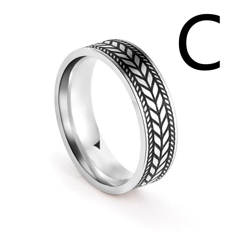 Mens Stainless Steel Laser Engraved Ring Simple Yet Stylish
