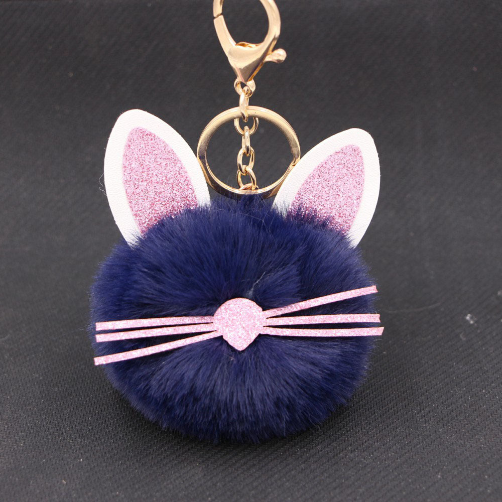 Plush Kitten Keychain Cute Cat Pendant Alloy Key Ring Women Adorable Bag Charm Accessory Trendy Gift Ideas Cat