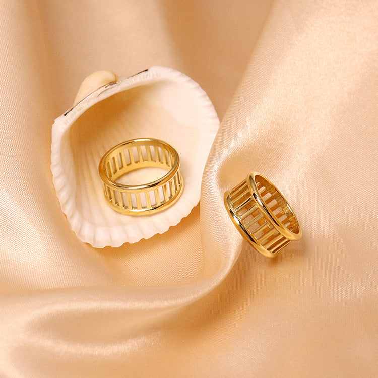 Unisex Hollow Letter Ring 18K Gold Plated Stainless Steel