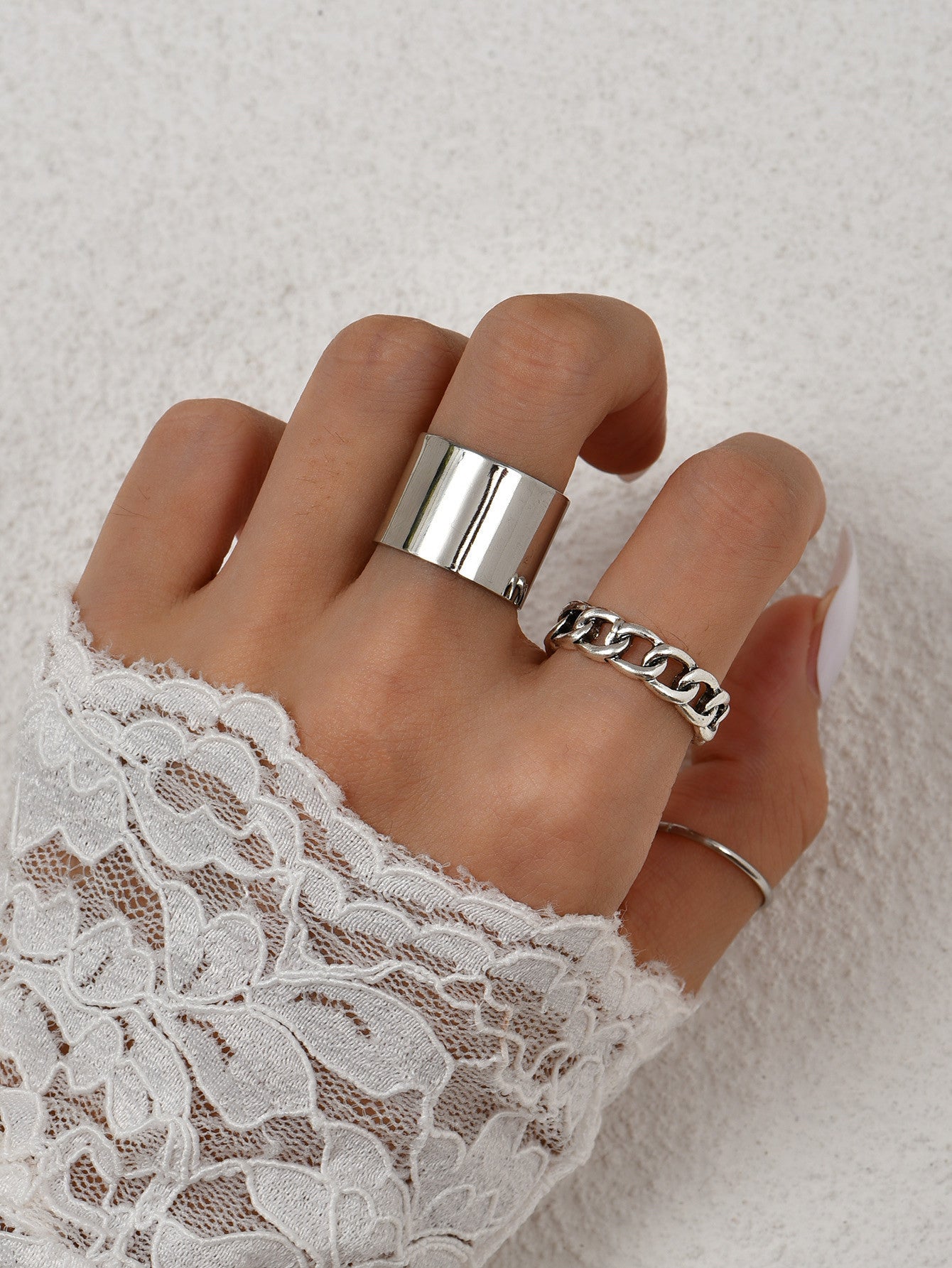 Women Geometric Ring Set Fashion Jewelry Electroplated Irregular Shape Zinc Alloy Metal Rings For Daily Styles