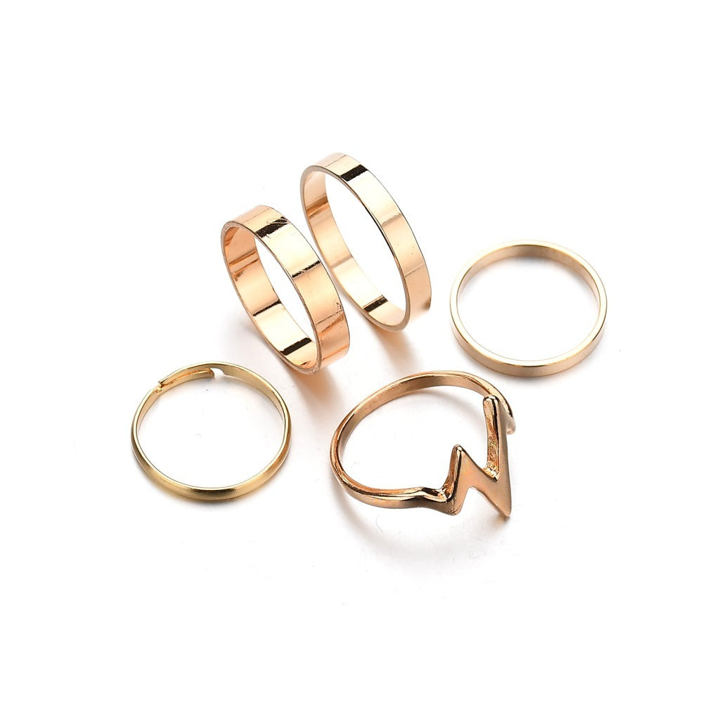 Rose Gold Zircon Geometric Inlay Adjustable Open Alloy Ring For Women Korean Style Fashion Jewelry For Fashion