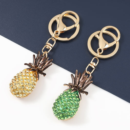 Pineapple Keychain Diamond Accents Stylish Alloy Pendant Keys Bags And More Durable Metal Construction Perfect
