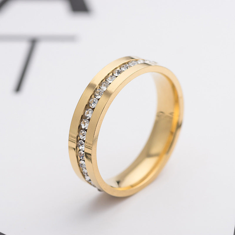 Titanium Steel Ring Inlaid Diamond Geometric Design Wedding Ring For Men And Women Silver Durable Everyday Wear Gift