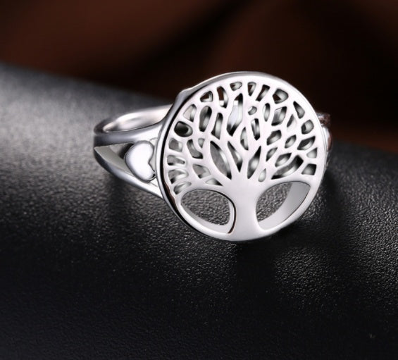 Tree of Life Copper Ring with Platinum Plated Finish for Women Fashion Jewelry Sizes 5 6 7 8 9 Designed in USA