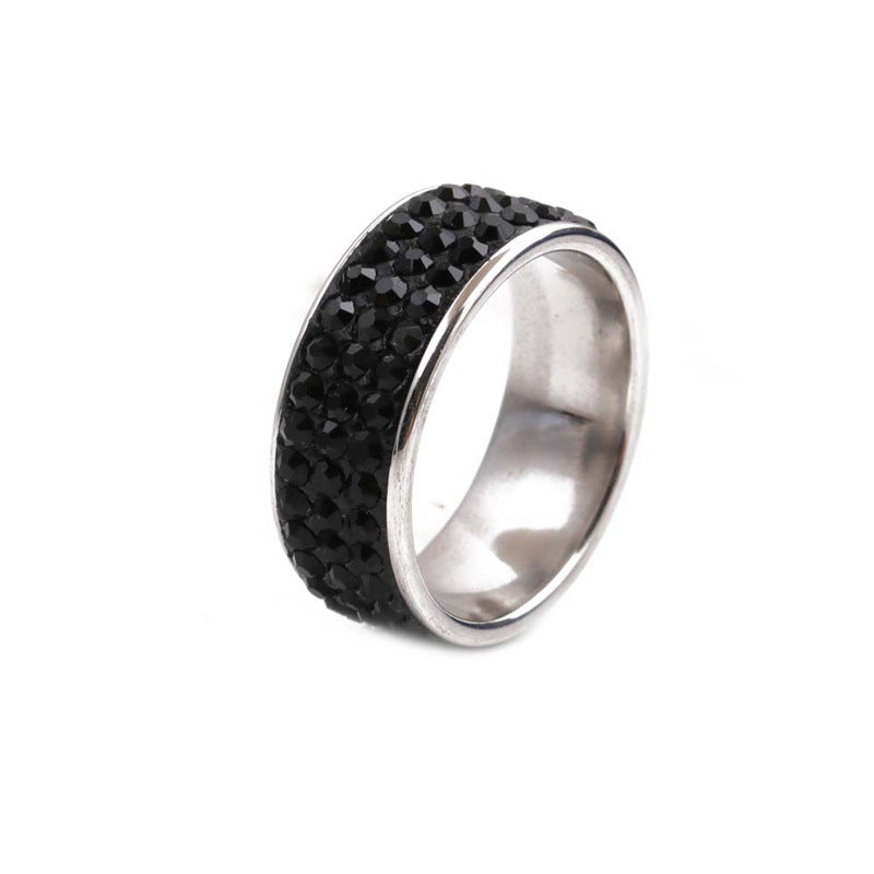 Stainless Steel Diamond Ring Jewelry 8 Mm Wide Durable Metal Band Ideal For Travel Gifts Anniversary Gifts And