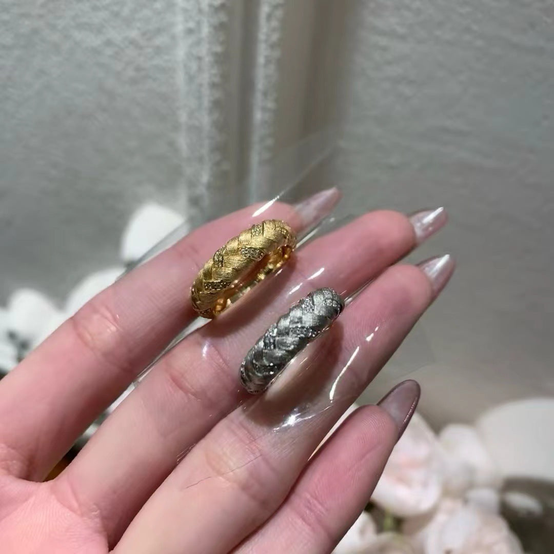 Wheat Braided Ring Silver and Gold Copper Jewelry Style