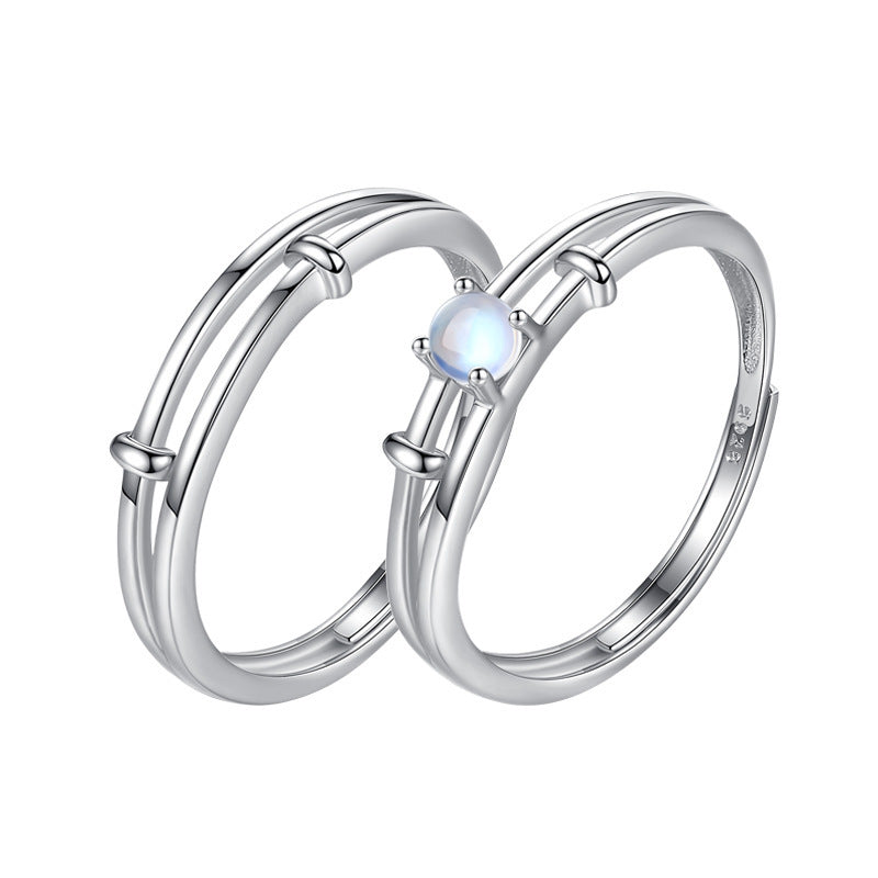 Sterling Silver Couple Ring Fashion Simple Band Ring For Him And Her Matching Rings Set For Everyday Wear Plus