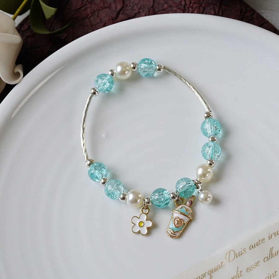 Womens Beaded Bracelet With Pearl Crystal And Alloy Animal Zodiac Charms Cartoon Adjustable Length Cute Charm