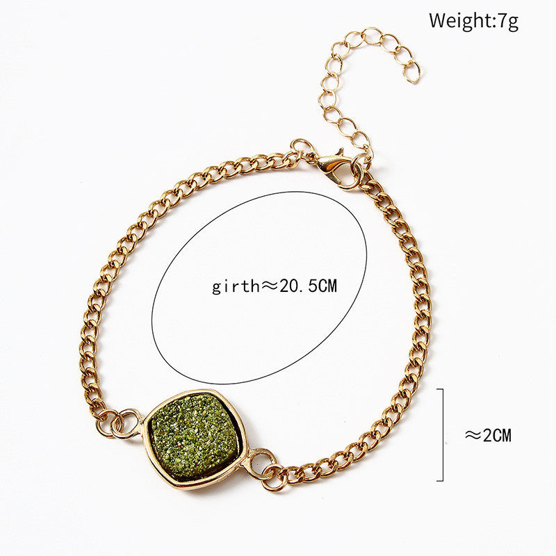 Geometric Turquoise Gravel Inlay Electroplated Alloy Bracelet Bangle For Women Jewelry Accessory Statement Piece