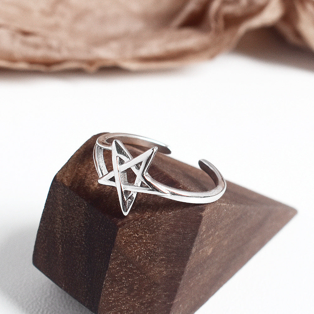 Women Star Ring S925 Sterling Silver Electroplated Star Ring For Women Girls Trendy Jewelry Gift For Her Style