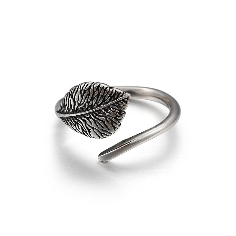 Titanium Steel Ring Forest Leaf Vintage Design Japanese Korean Fashion Jewelry For Women High Quality New Ring