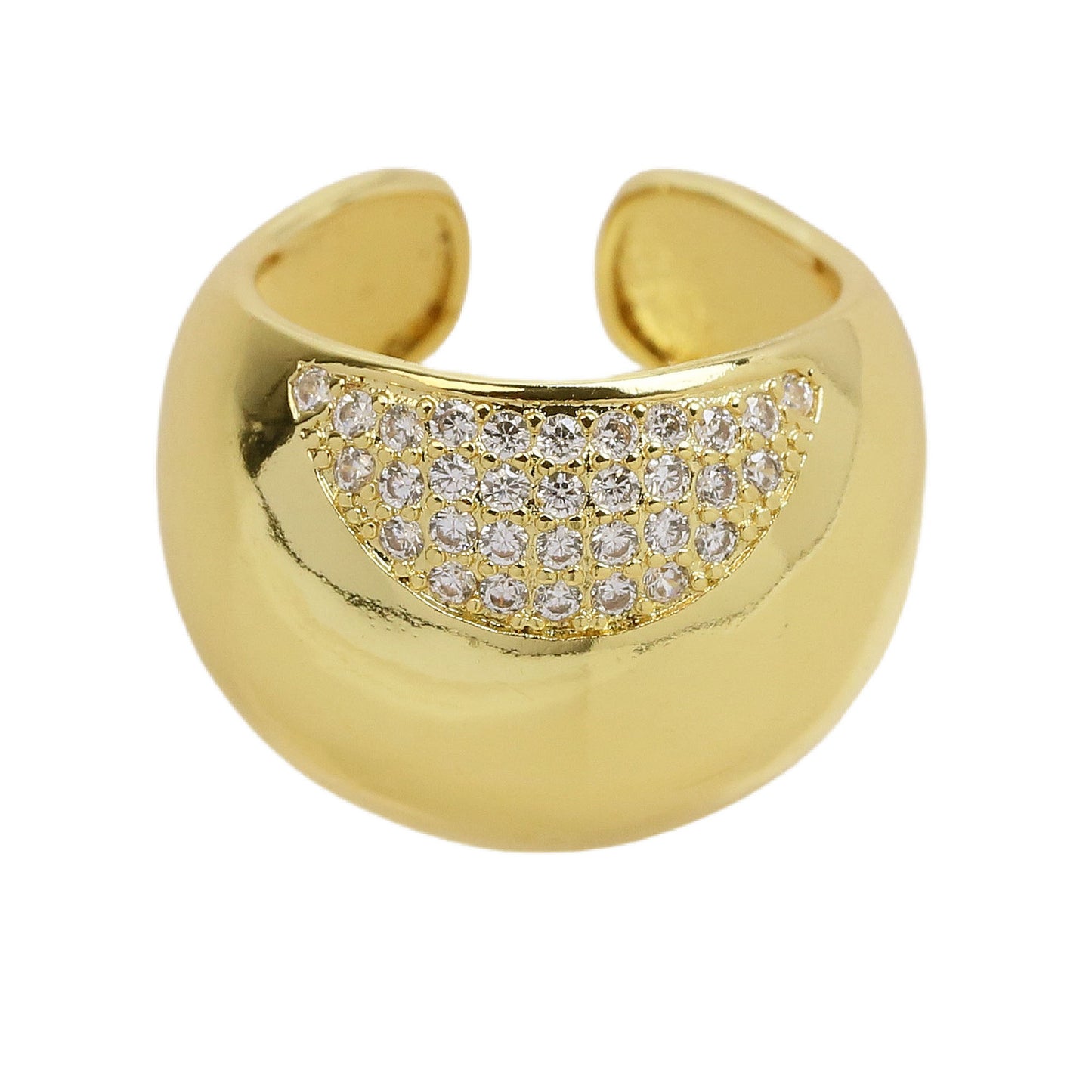 Copper Geometric Zircon Ring Adjustable Opening Fashion Jewelry Accessory For Women Stylish Statement Chic Design