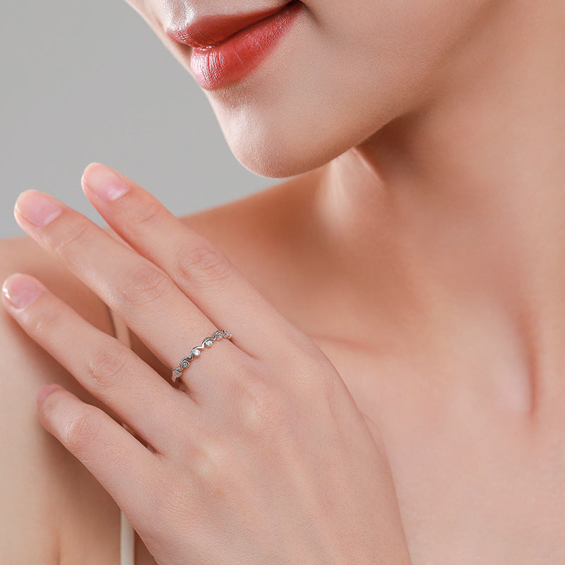 Womens Ring S925 Sterling Silver Band Diamond Stackable Ring Designs Gold Plated Inlaid Gemstones Gift for Her