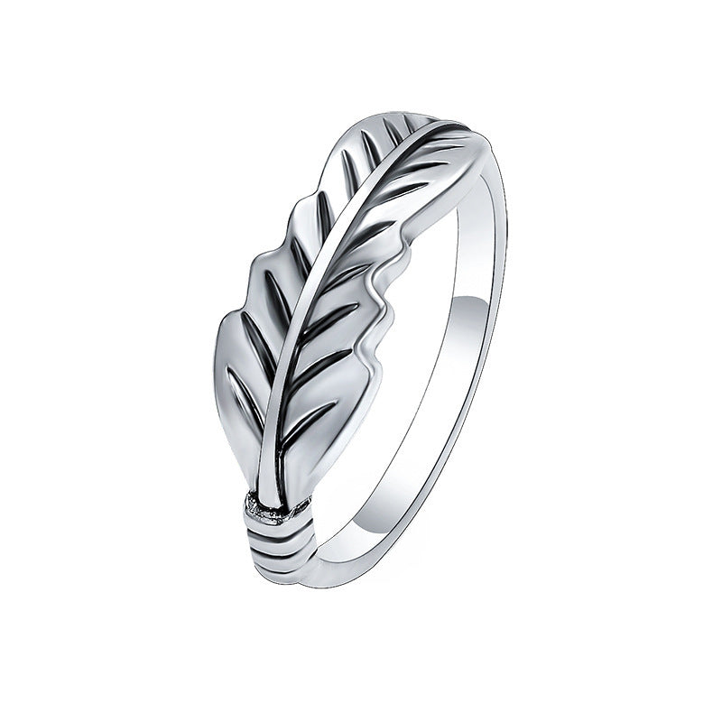 Leaf Shape Ring for Women Retro Alloy Jewelry Electroplated European American Style Ring Classic Vintage Charm