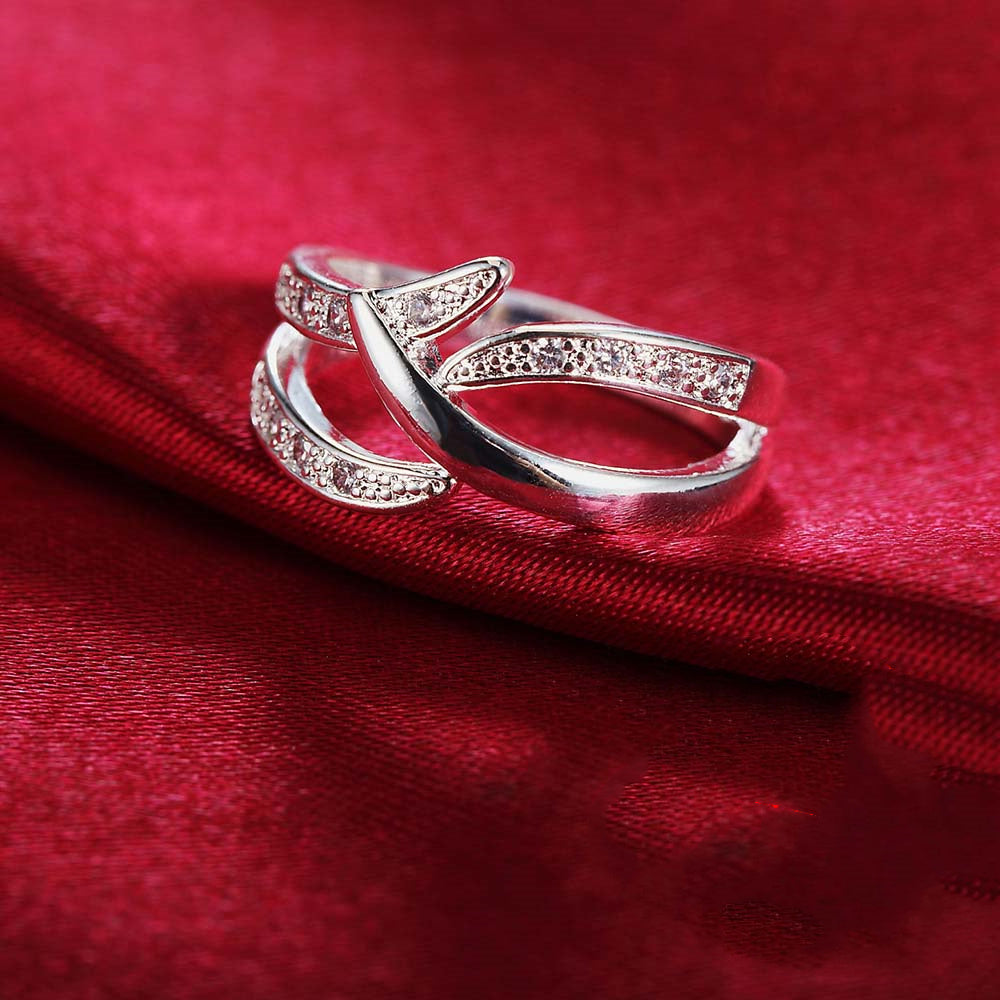 Exotic Silver Plated Copper Ring With Alloy Inlaid Gemstones Hypoallergenic For Women Gift For Special Occasions