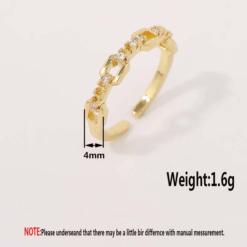 Women Adjustable Geometric Ring Zircon Copper Jewelry For Women Girls Ladies Open Ring For Daily Wear Everyday