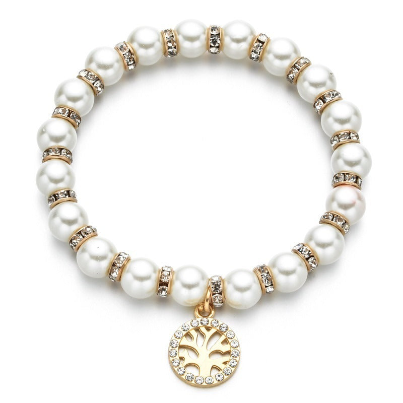 Handmade Natural Freshwater Pearl Bracelet With Branches Palms Trees Rudders Hearts Owls Charms Design For Daily Wear