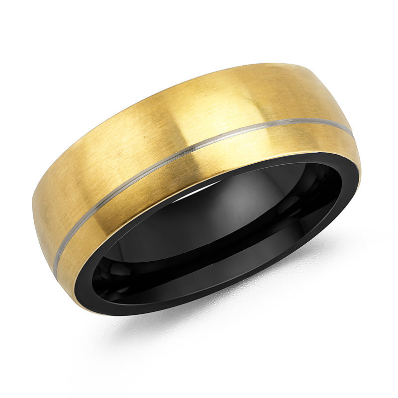 Mens Titanium Steel Ring Stainless Steel Jewelry Black Black Gold Blue Gold Finish Ring Sizes 8 9 10 11Fashion
