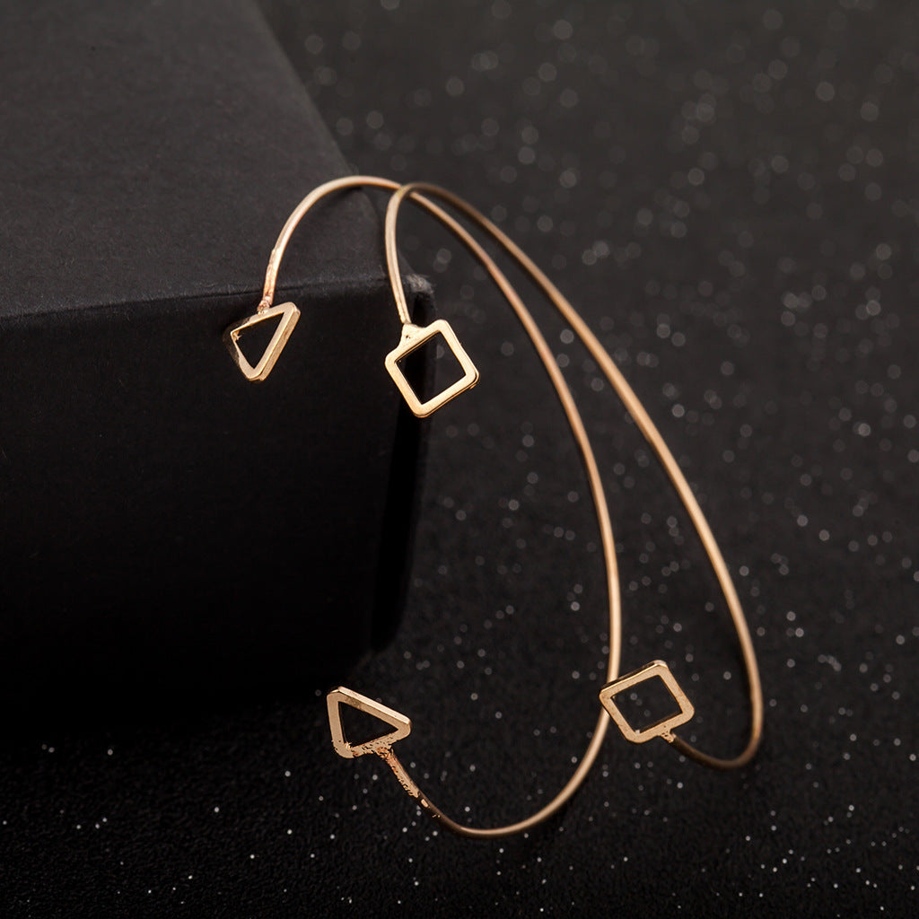 Womens Geometric Copper Bracelet Hollow Triangle Open Design Electroplated Jewelry Gift For Women Elegant Everyday Wear