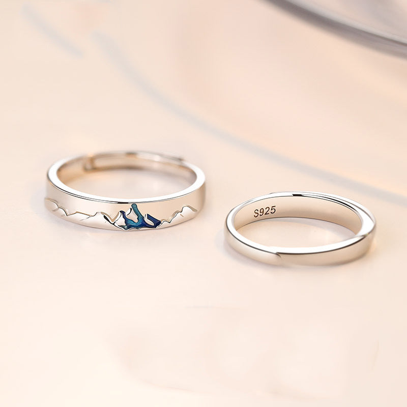 Sterling Silver Adjustable Couple Rings Unisex His And Hers Matching Promise Rings S925 Jewelry Korean Style For Couple