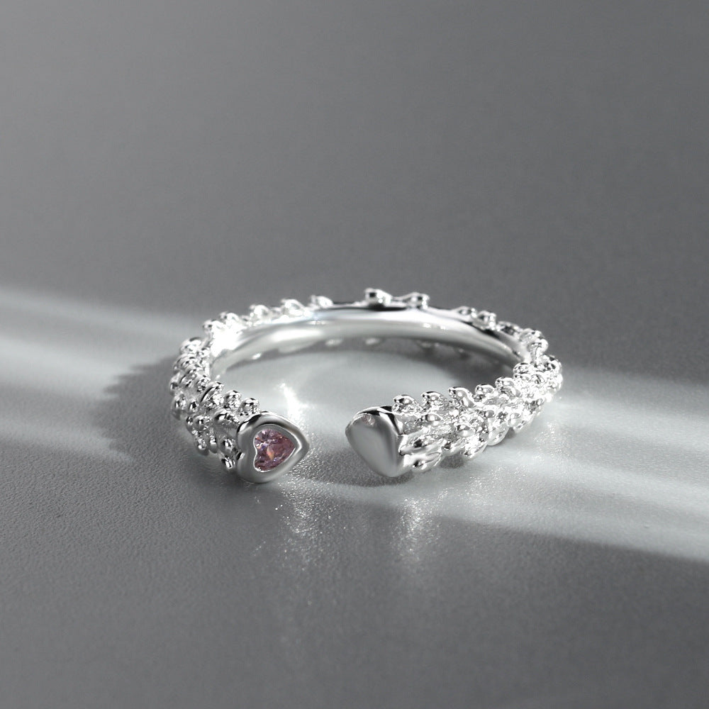 Open Heart Ring With Copper Base Irregular Opening Fashion Accessory Gold Plated Gem Inlays Fashion Jewelry Everyday