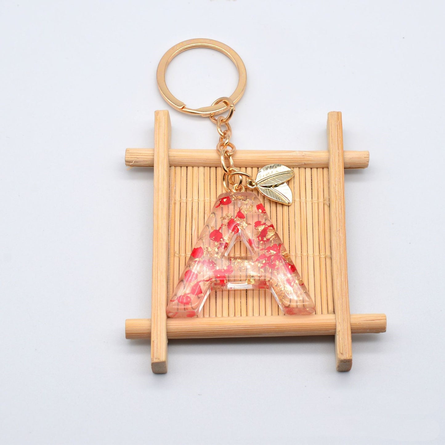 Resin Initial Keychain Letter Keyring for Keys and Bags