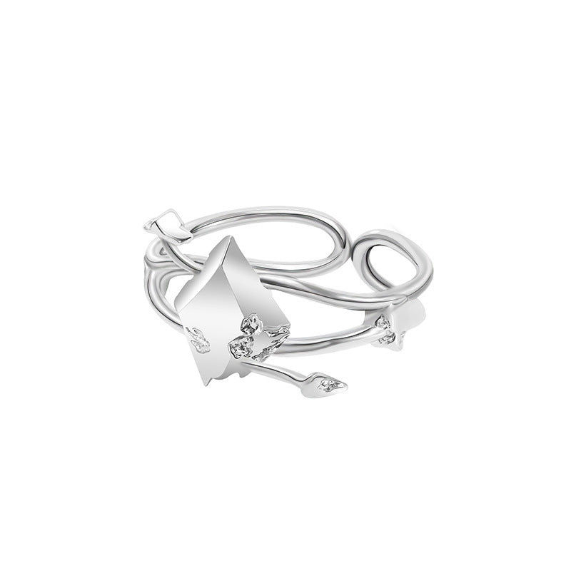 Womens Geometric Irregular Rhombus Design Copper Stacking Ring With Diamond Set Zircon Fashion Jewelry For Her