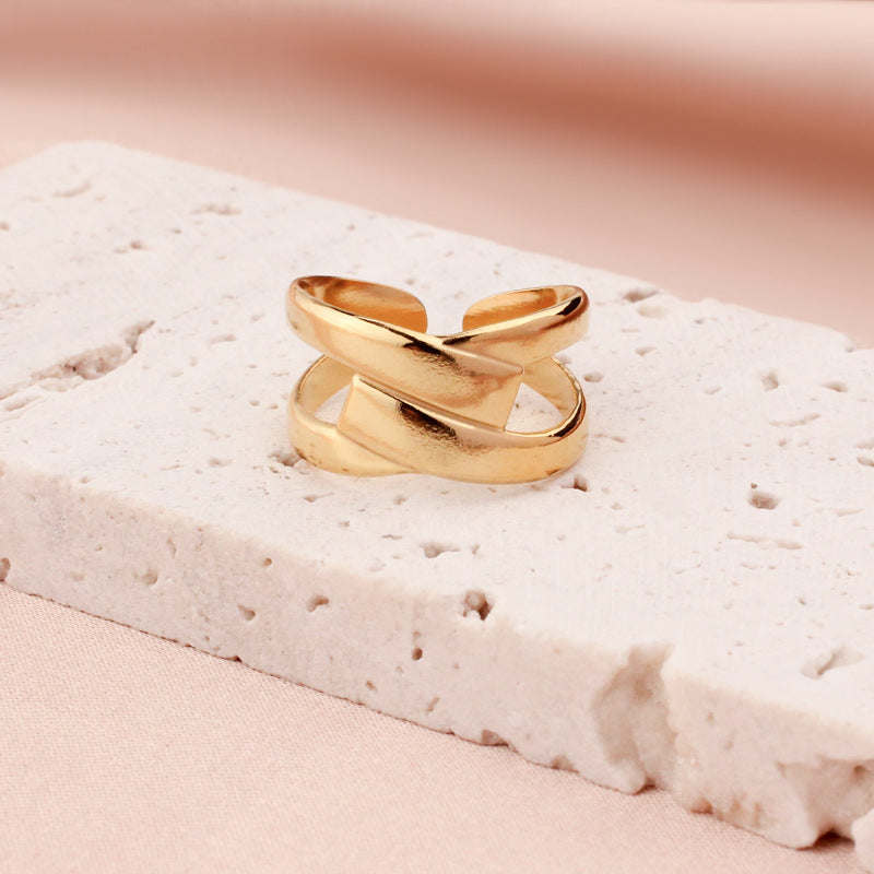 Titanium Steel Adjustable Openwork Ring Vintage Palace Style Geometric Ring For Women Fashion Jewelry Style Edition