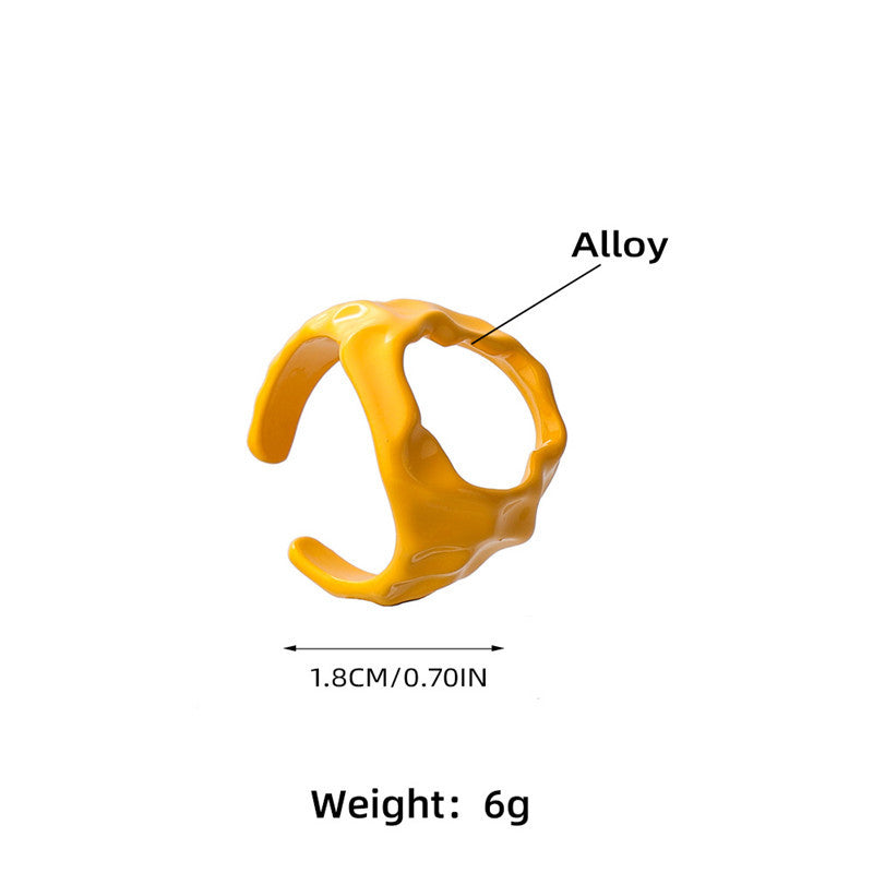 Womens Geometric Dripping Oil Alloy Ring European and American Design Fashion Jewelry for Girls Trendy Statement Ring