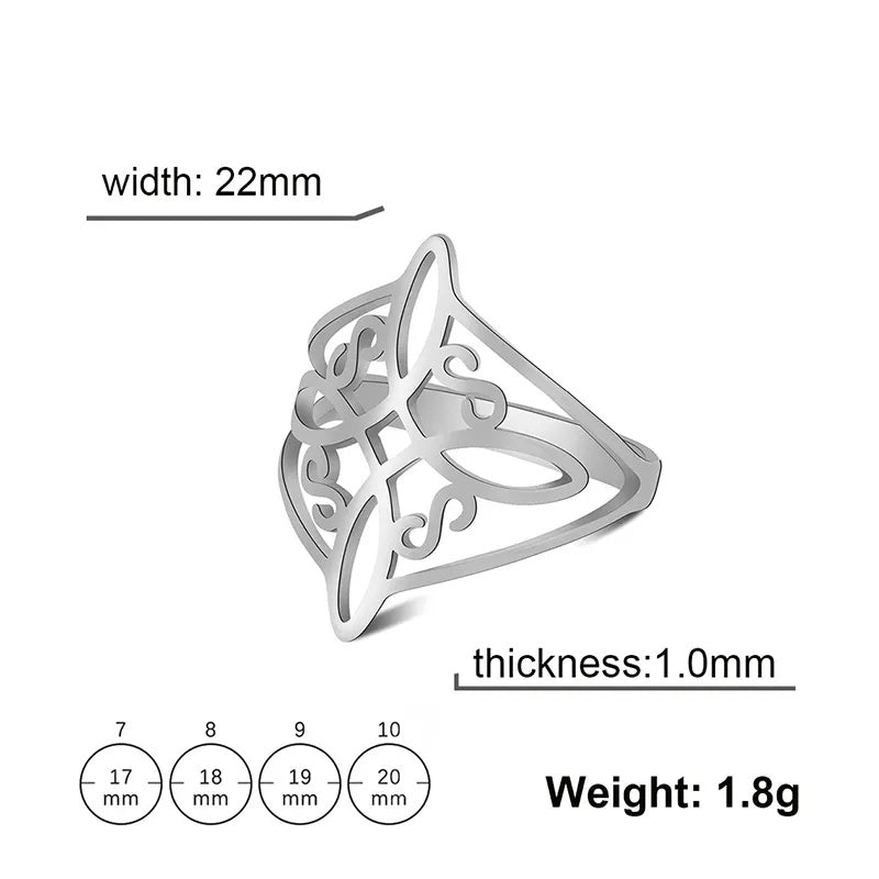 Celtic Knot Infinity Ring Stainless Steel Couple Ring For Women And Men Romantic Flower Design Silver And Gold
