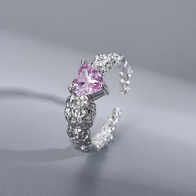 Womens Copper Zircon Ring Electroplated White Gold Simple Design Fashion Band Jewelry Gift Sparkle Finish Glow