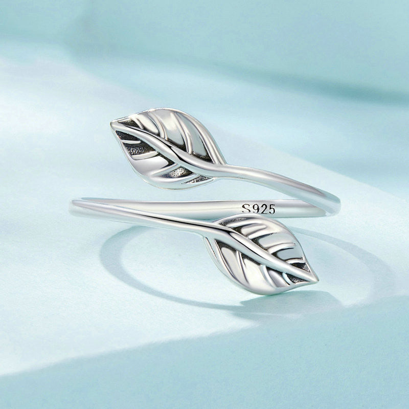 Autumn Leaves Silver Plated Ring For Women Fashion Jewelry