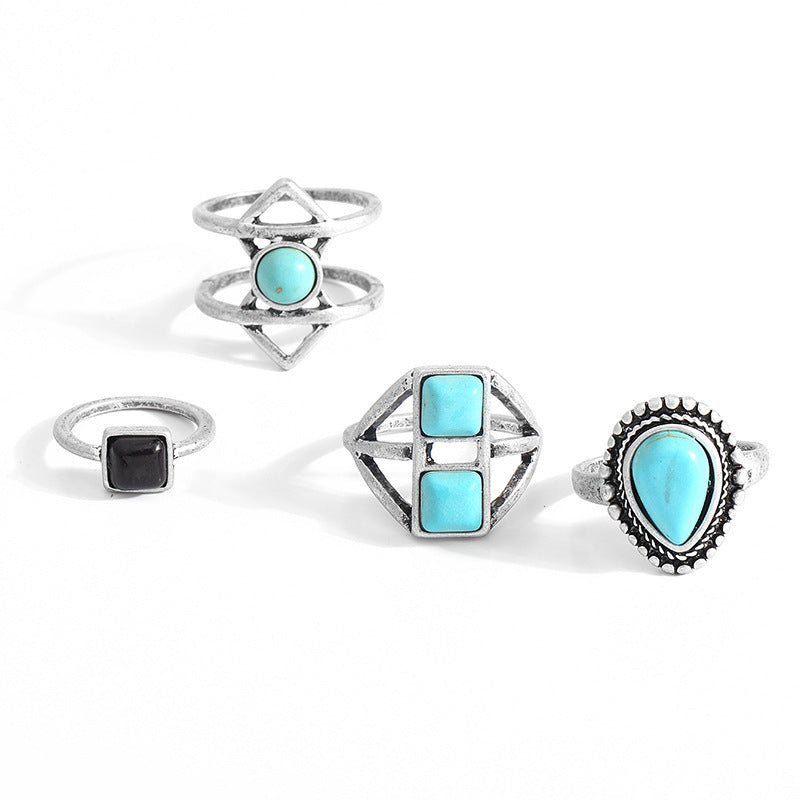 Wild Bohemian Retro Ring Alloy Jewelry Electroplated Geometry Cow Pattern European American Style For Women Everyday