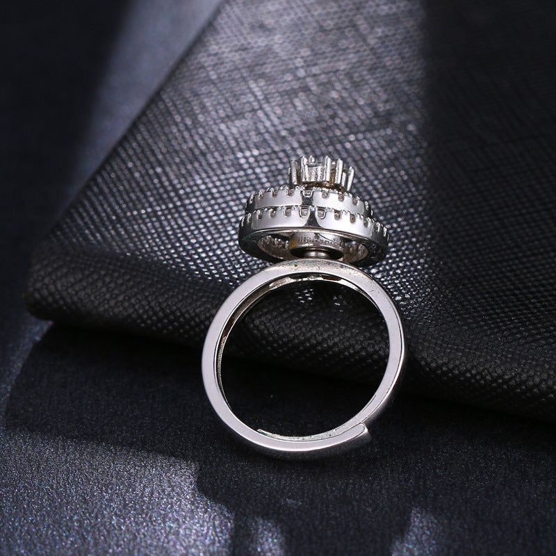 Womens Adjustable Ring With White Zircon Gemstone Elegant Fashion Jewelry For Women Gift Idea Adjustable Opening Copper