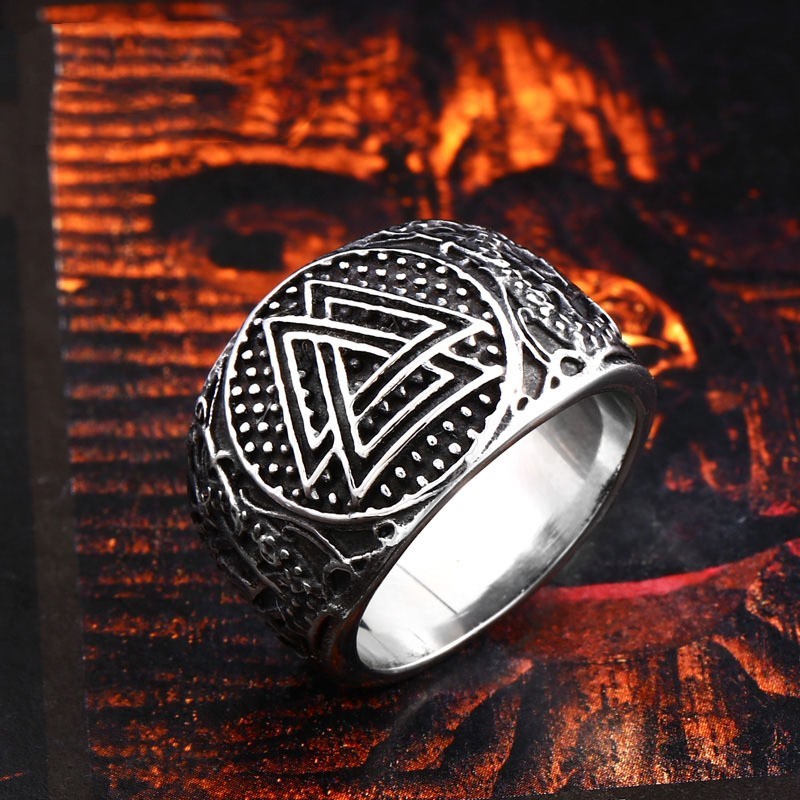 Vintage Stainless Steel Stacked Triangle Ring Flower Shape Unisex Sizes US 8 9 10 11 12 13 Durable Finish Matte Shine