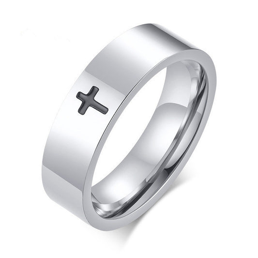 Titanium Steel Cross Ring for Couples Men and Women Gift Jewelry Simple Band No 5 No 6 No 7 for Him and Her NP