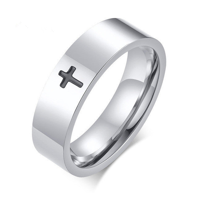 Titanium Steel Cross Ring for Couples Men and Women Gift Jewelry Simple Band No 5 No 6 No 7 for Him and Her NP
