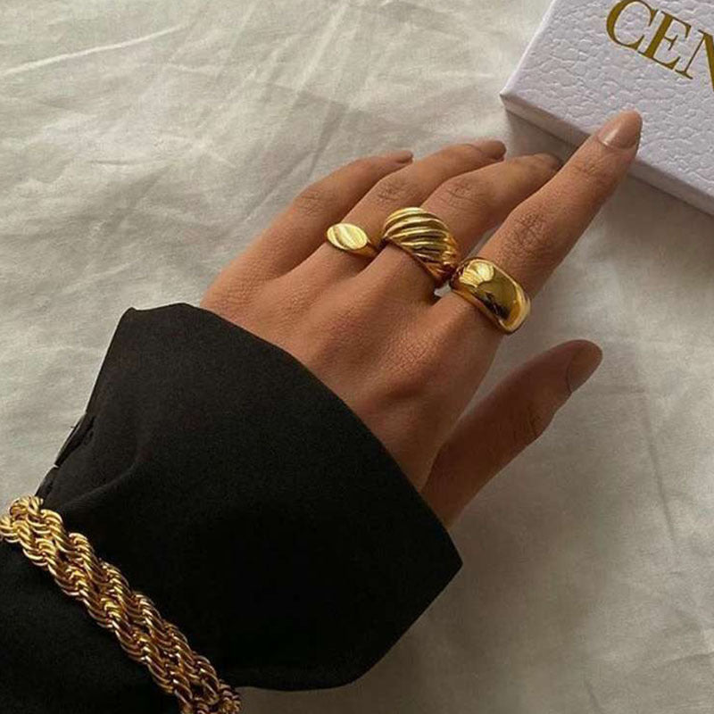 New Fashion Trend 925 Silver Signet Ring 18k Gold