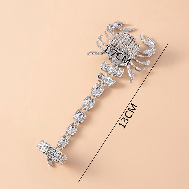 Scorpion Ring Double Finger Elastic Crystal Punk Vintage HipHop Jewelry Bold Fashionable Durable For Women Men