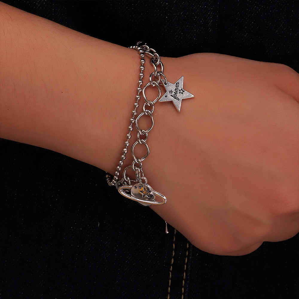 Womens Bracelet Set Fashion Jewelry Electroplated Iron Metal Bangles Irregular Design Bracelet for Women Girls