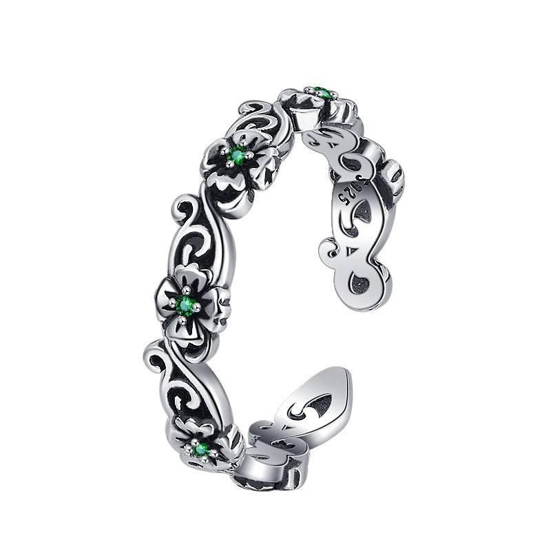 Sterling Silver Rose Flower Ring For Women Distressed Retro Style Fashion Ring Gift For Her Elegant Rose Finish