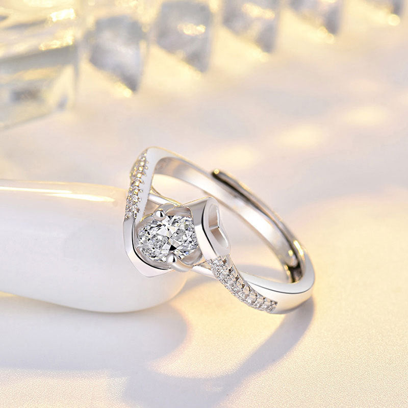 Women Adjustable Copper Gold Plated Ring With Artificial Gemstones Geometric Design Jewelry Elegant Gift For Women