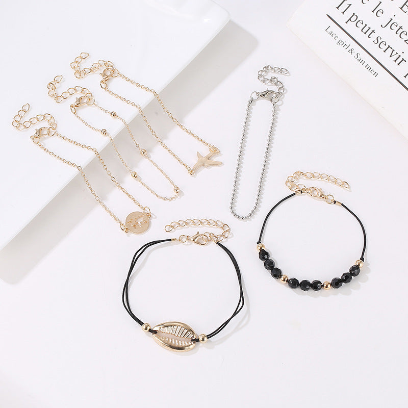 Womens Six Piece Multi Layer Bracelet Set With Shell Design Individually Packed European American Fashion Chic
