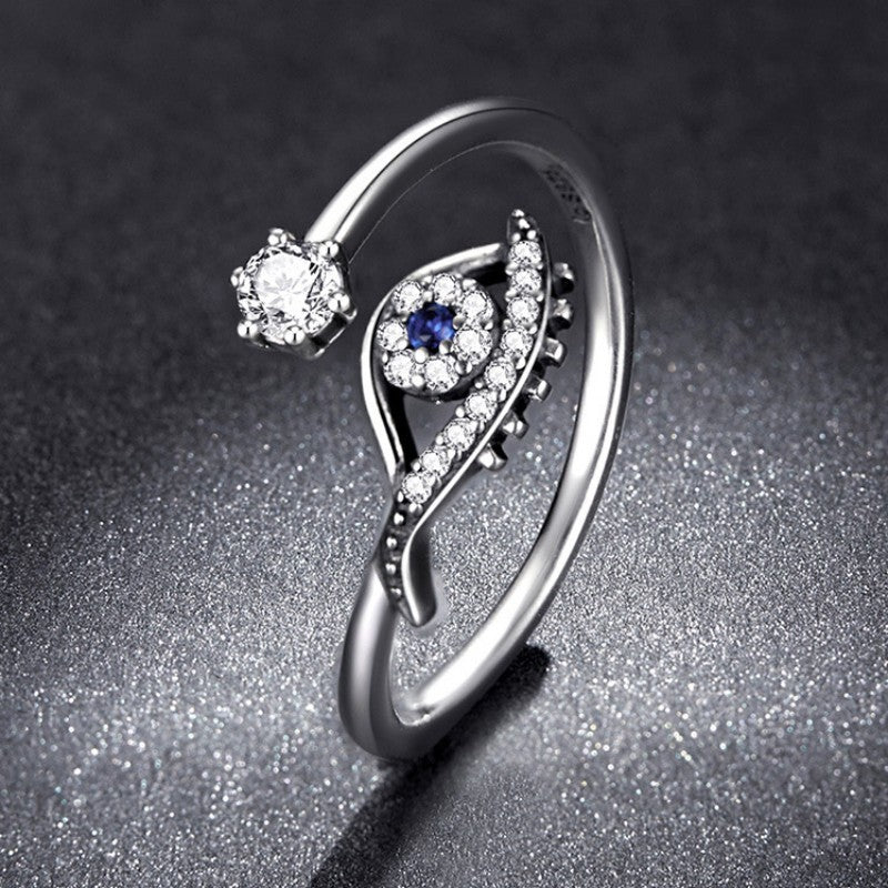925 Sterling Silver Ring With Diamond Eye Design For Women Gift Jewelry Fashion Accessory Elegant Shine Finish