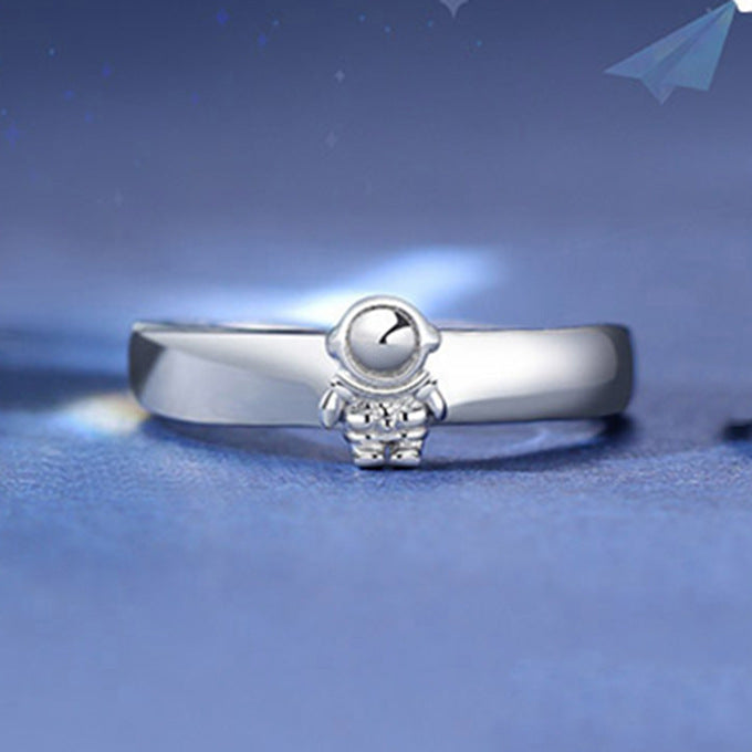 Matching Couple Rings Silver Plated Copper Jewelry Geometry Promise Rings For Him And Her Fashion Accessory Set